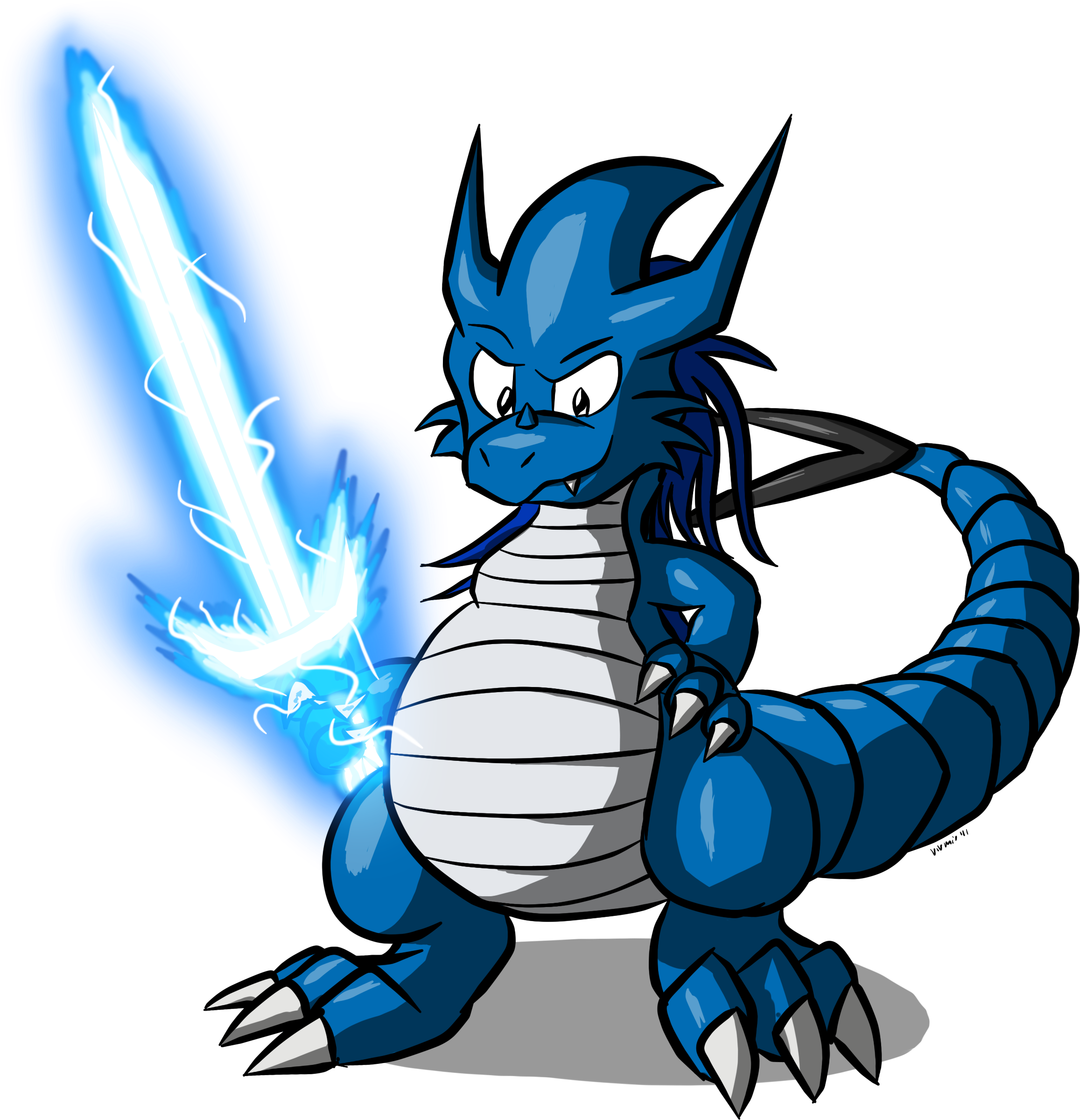 Drawn Dragon On Sword - Dragon With Sword Cartoon Clipart (2314x2398), Png Download