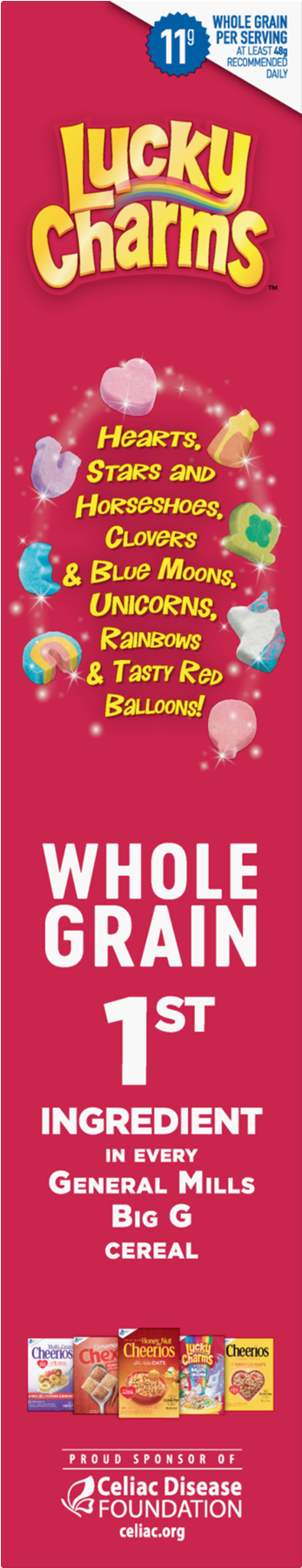 Lucky Charms Frosted Toasted Oat Cereal With Marshmallows, - Lucky Charms Side Of Box Clipart (1800x1800), Png Download