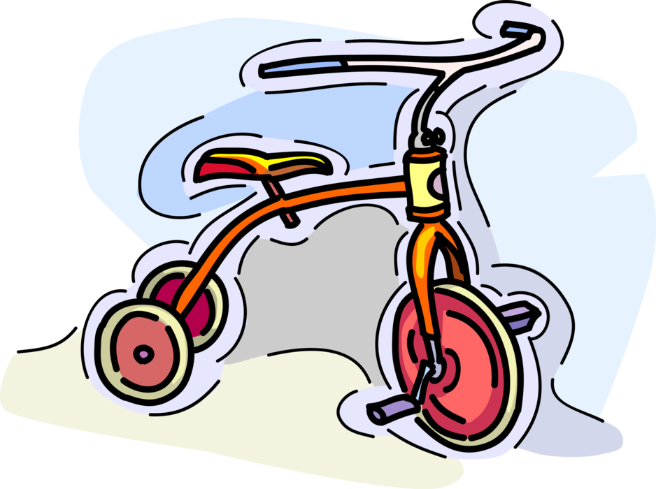 Vector Illustration Of Child's Tricycle Riding Bike Clipart (938x700), Png Download