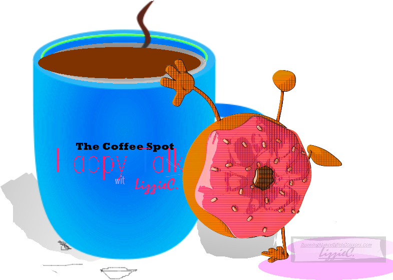 Coffee Talk, Happy Spot, Coffee And Donut - Illustration Clipart (859x633), Png Download