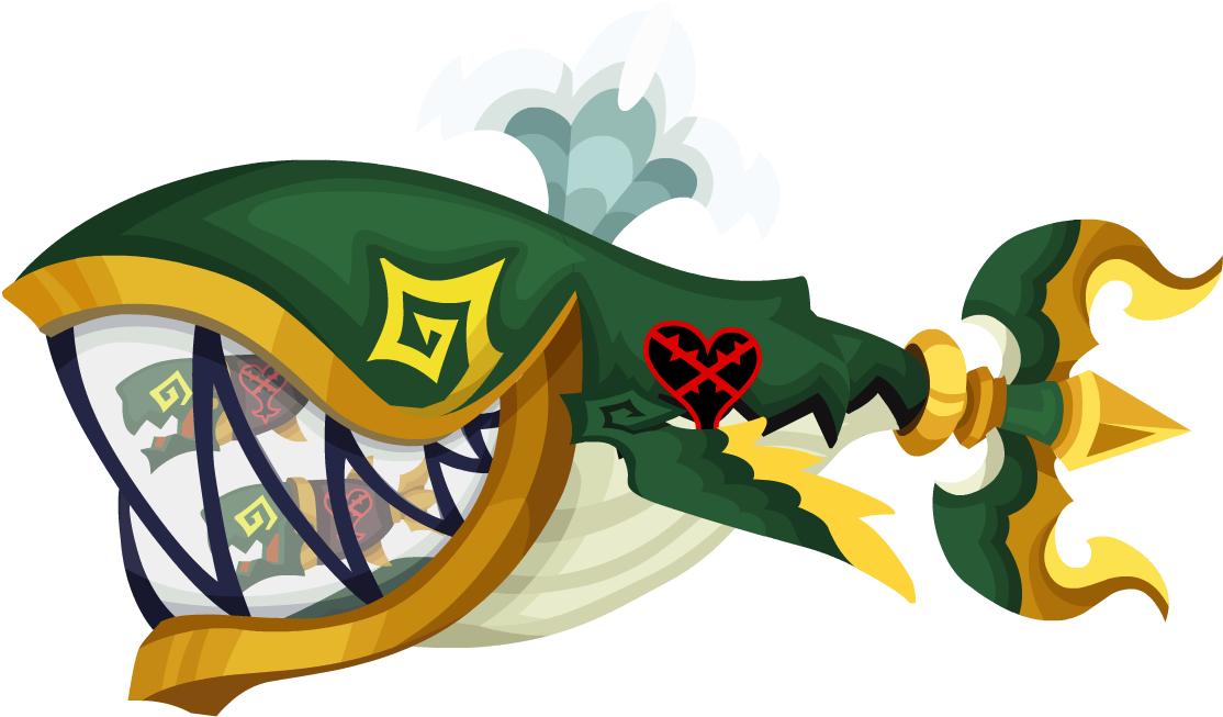 Green Trident Tail - Kingdom Hearts Whale Heartless Clipart (1115x660), Png Download
