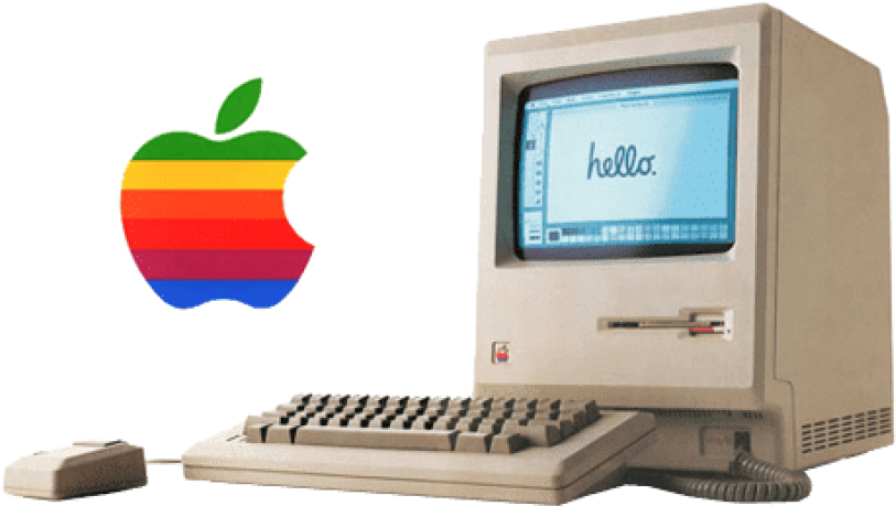 Free Png Download Vintage Apple Computer With Logo - Original Macintosh Clipart (850x537), Png Download