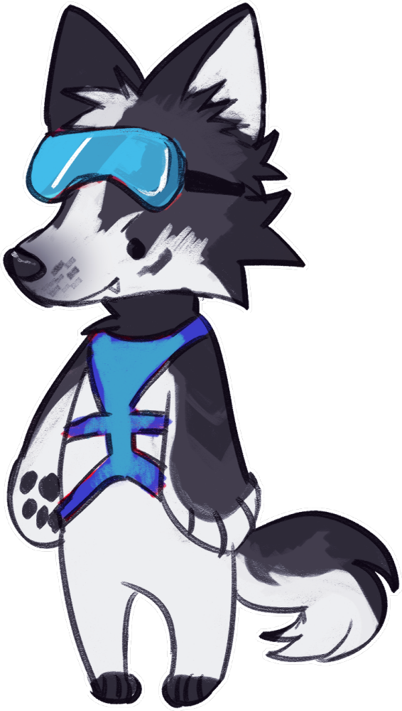 Azul The Husky - Cartoon Clipart (566x1000), Png Download