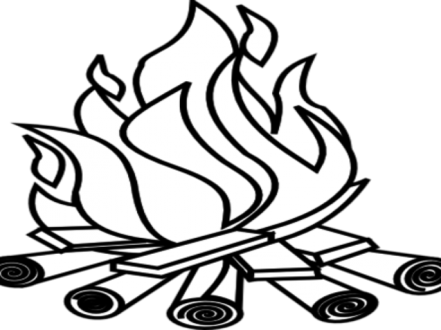 Bonfire Clipart Black And White - Line Art - Png Download (640x480), Png Download