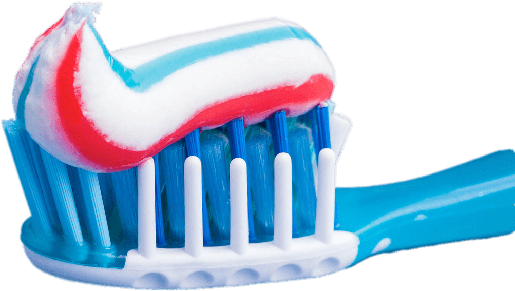 Download Red And Blue Toothpaste On Brush Transparent - Toothpaste On A Brush Clipart (1200x800), Png Download