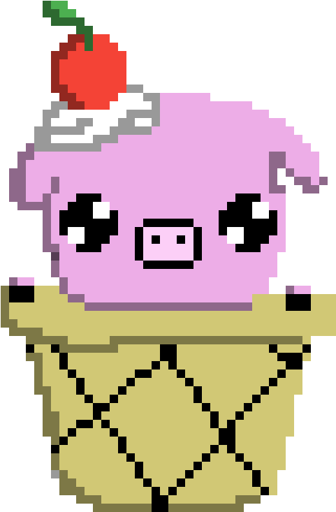 Cute Pig Ice Cream Cone - Cartoon Clipart (481x733), Png Download