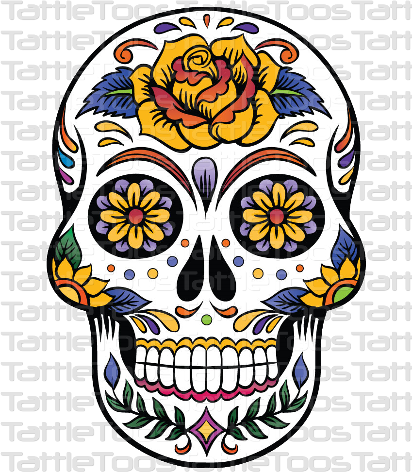 Sugskull - Mexican Skull Vintage Clipart (848x1000), Png Download