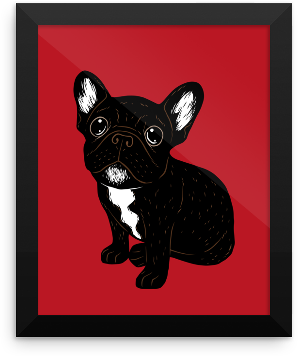 Cute Brindle Frenchie Puppy Framed Poster Brindle French - French Bulldog Clipart (1000x1000), Png Download