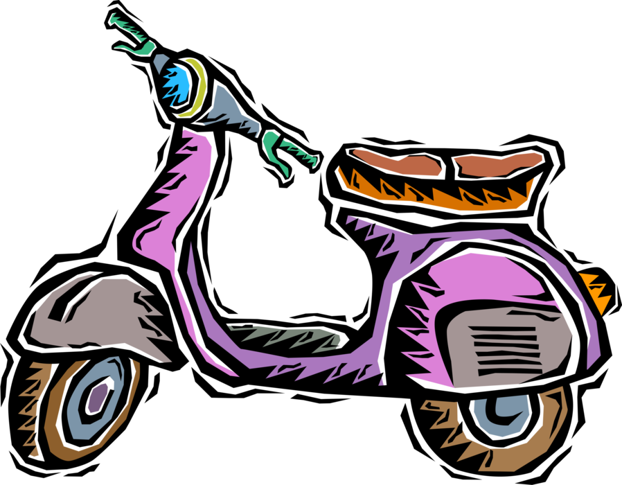 Vector Illustration Of Motor Scooter Motorcycle With Clipart (898x700), Png Download
