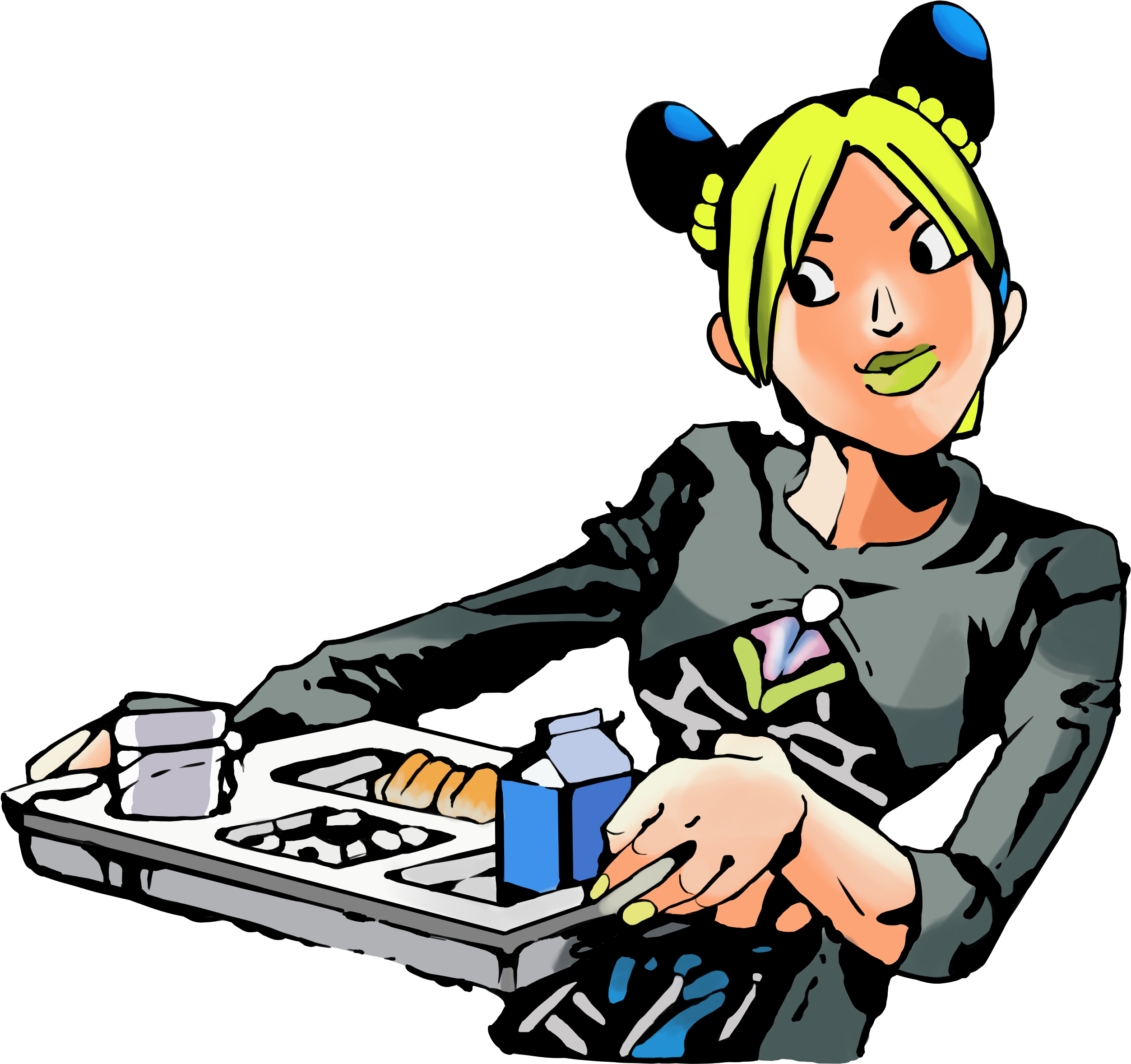 Part 6jolyne Holding A Tray But It's Recreated In High - Jolyne Kujo Holding Tray Clipart (2535x2400), Png Download