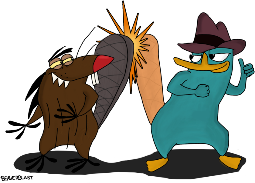 Beaver-tail Slap Colored By Beaverblast On Clipart - Perry The Platypus And Beaver - Png Download (840x604), Png Download