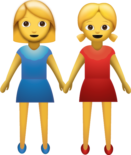 Two Women Holding Hands Emoji Clipart (542x650), Png Download