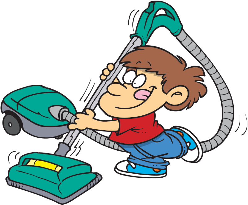 Pin Kids Chores Clipart - Cartoon Kid Vacuuming - Png Download (800x661), Png Download