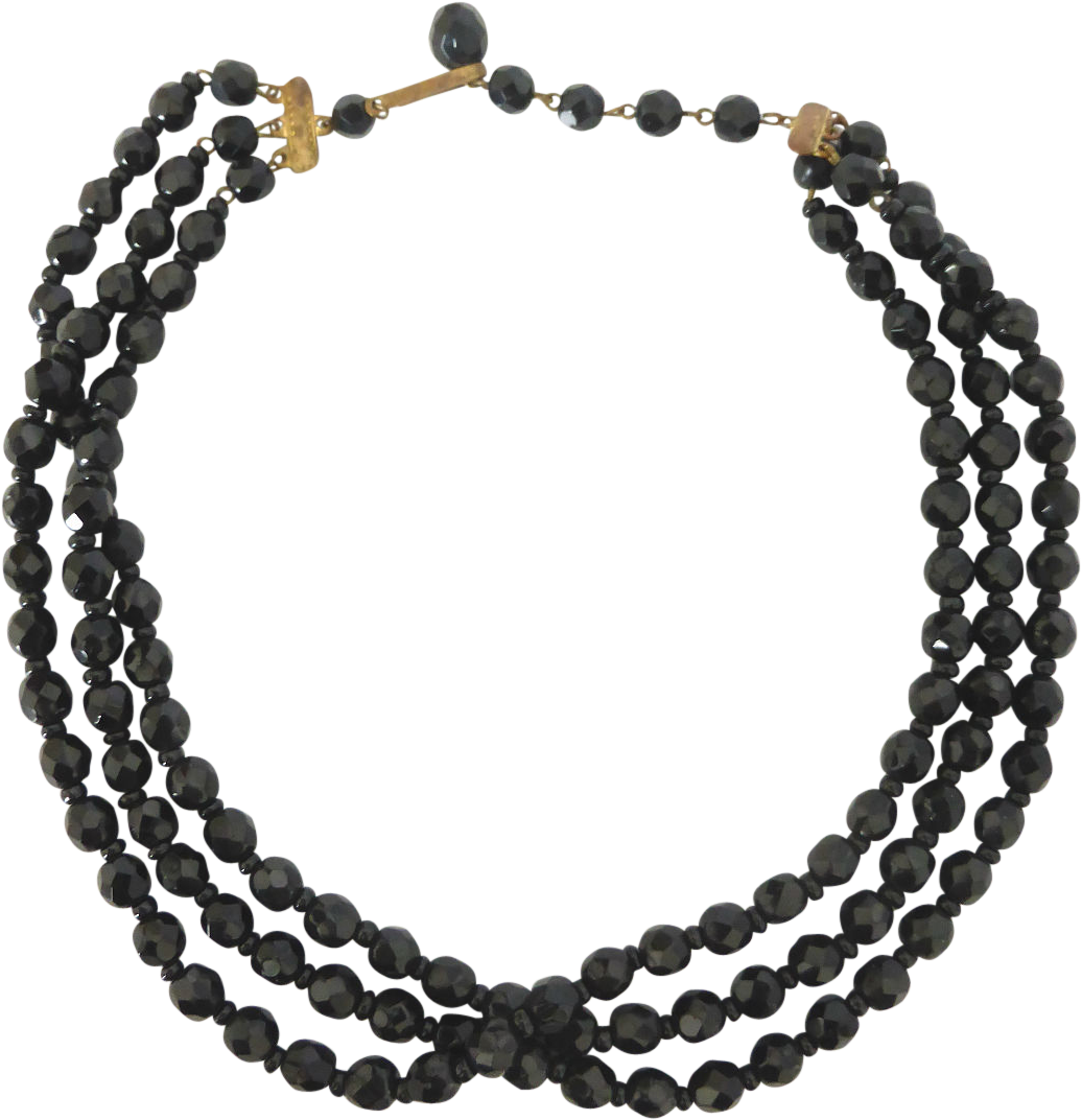Beryl Lane Vintage S Three Strand Faceted - Necklace Clipart (1127x1234), Png Download