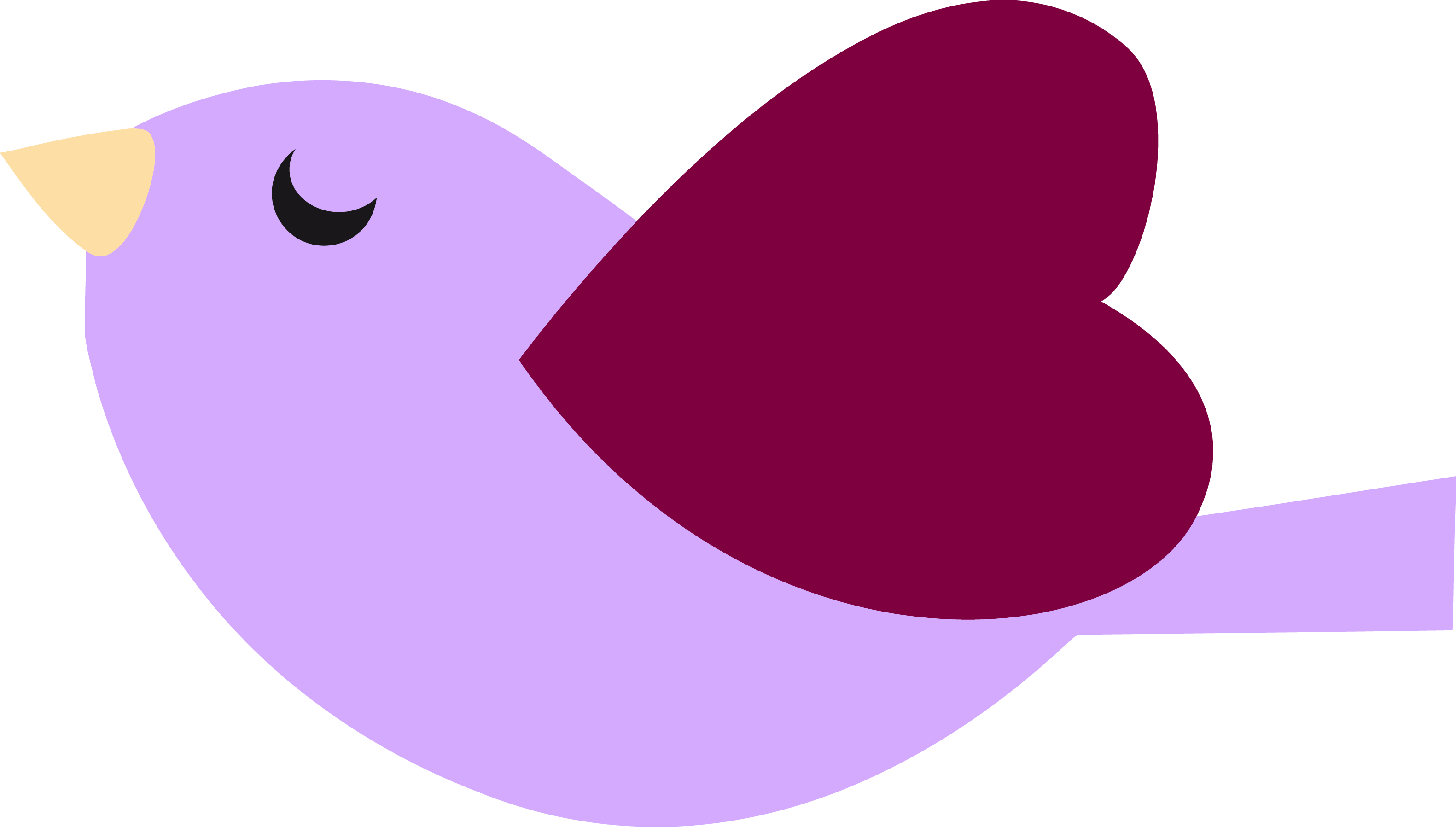 Purple Heart Bird Clipart Png - Png Cute Bird Clipart Transparent Png (3162x1796), Png Download