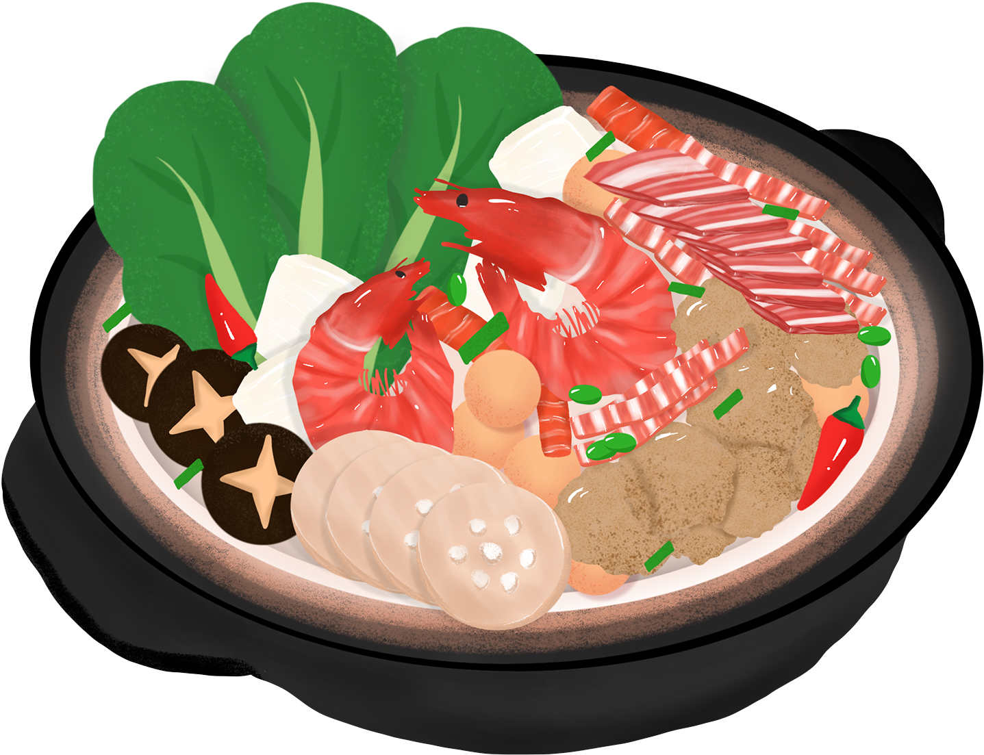 Hot Pot Shiitake Mushroom Element Green Vegetable Png - Pepperoni Clipart (2000x2000), Png Download