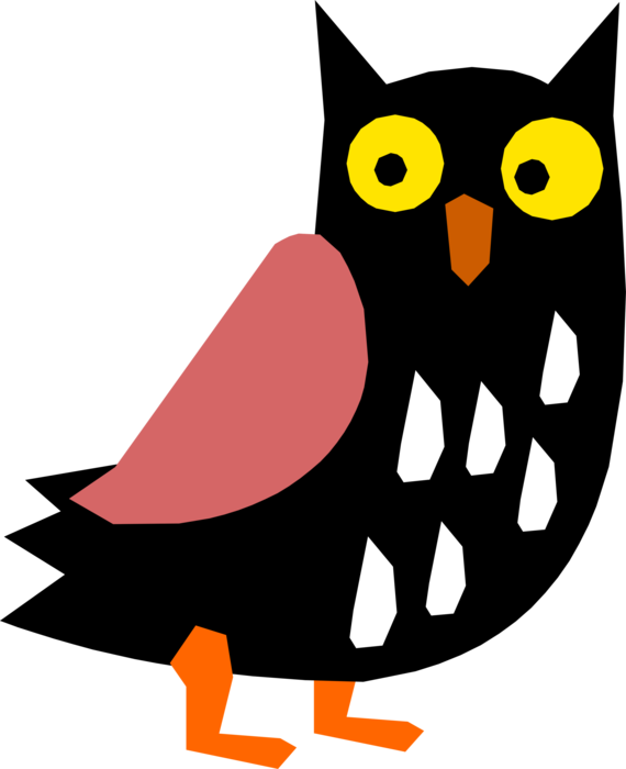 Vector Illustration Of Wise Old Owl Bird Symbol Of - Cartoon Clipart (570x700), Png Download