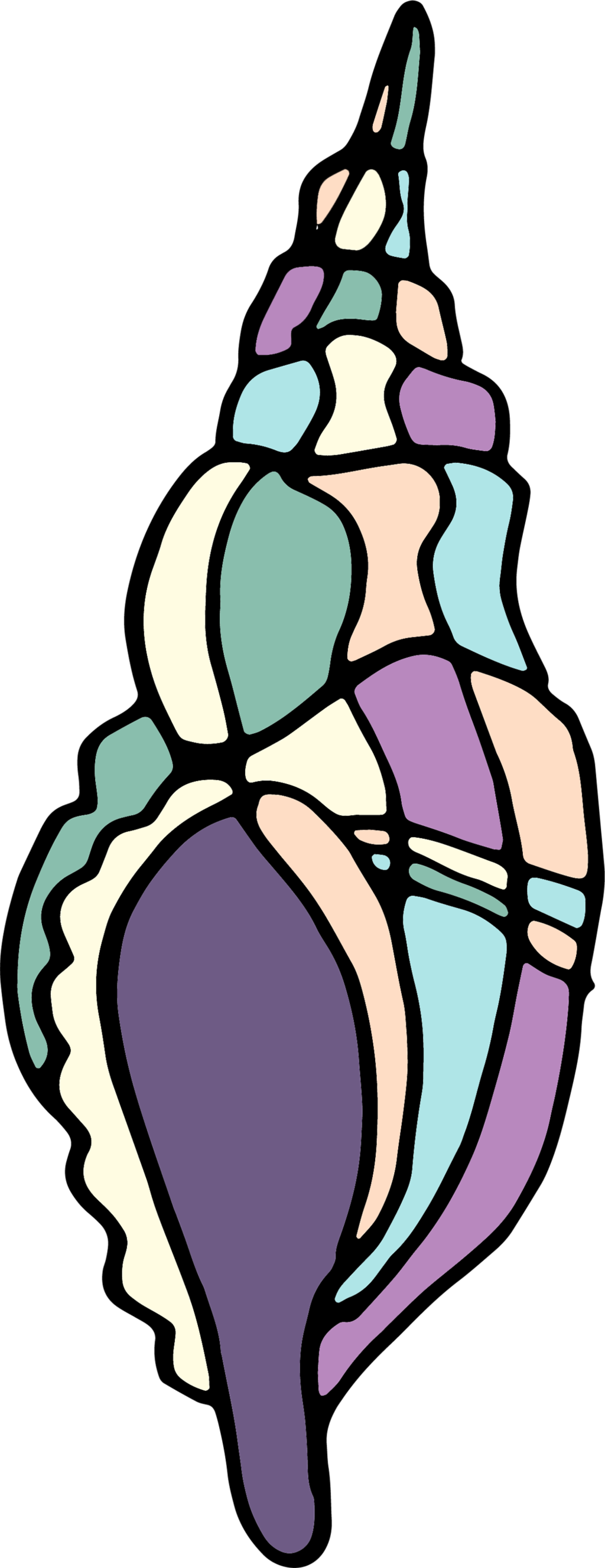 Color Stitching Watercolor Hand Painted Conch Transparent Clipart (1024x2656), Png Download