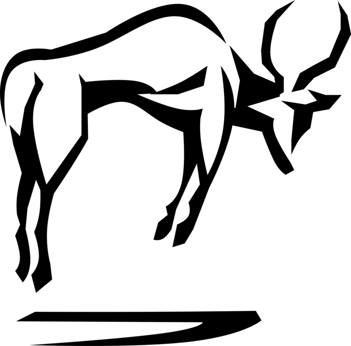Vector Illustration Of African Antelope Jumping Clipart (712x700), Png Download