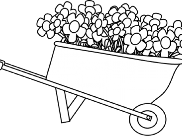Garden Clipart Cute - Gardening Clip Art Black And White - Png Download (640x480), Png Download