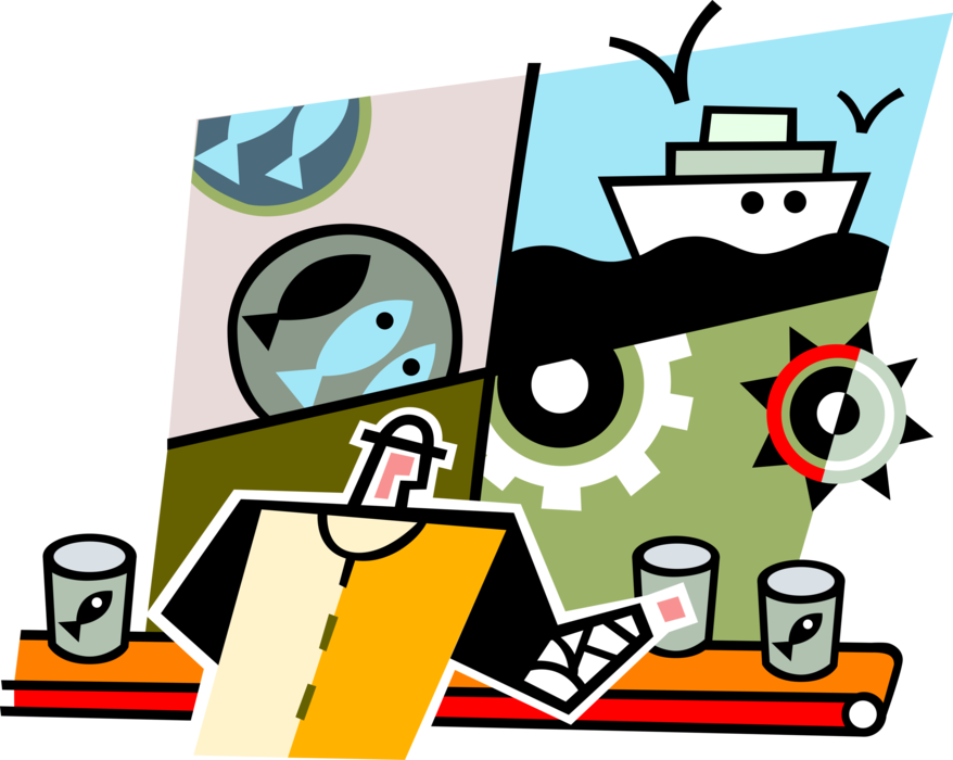 Vector Illustration Of Commercial Fishing Fish Catch Clipart (878x700), Png Download