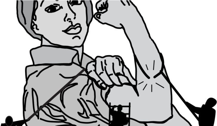 Illustration Of Rosie The Riveter - Cartoon Clipart (750x422), Png Download