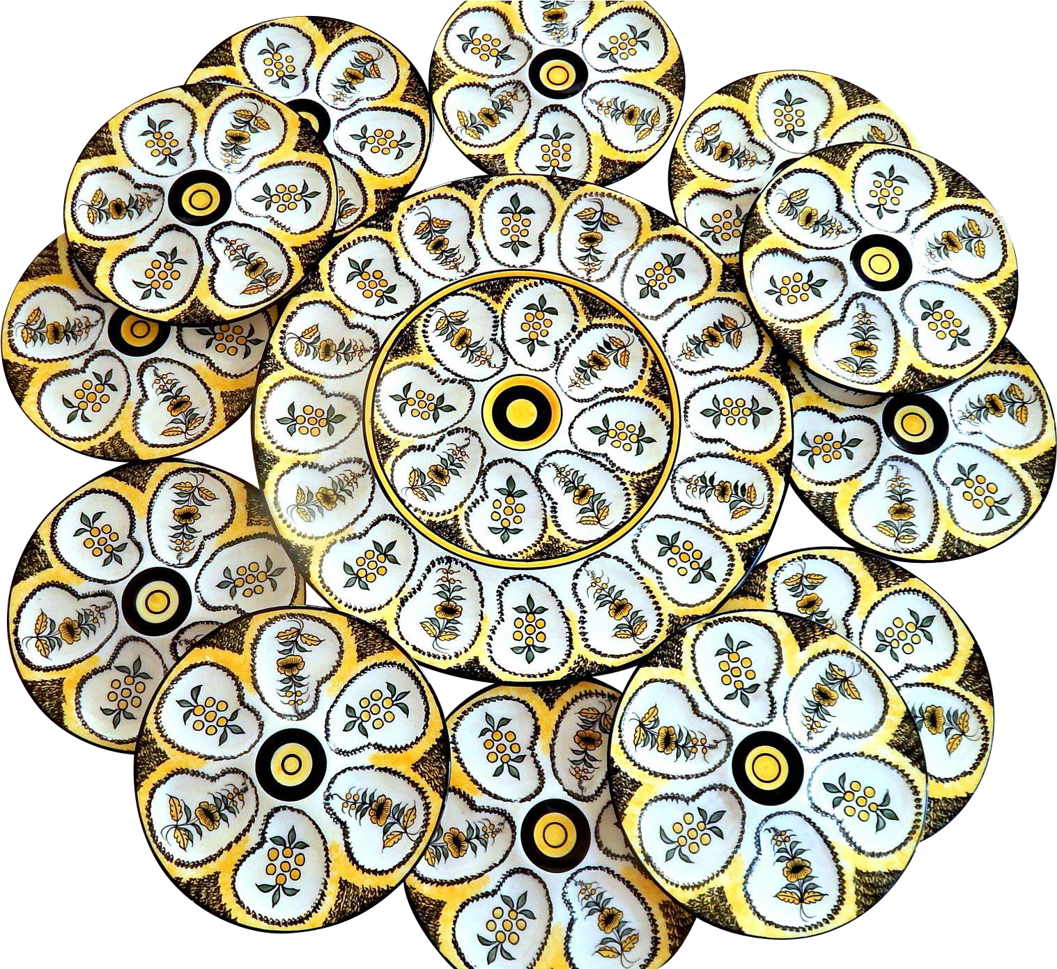 Handpainted French Quimper Oyster Plates Set Of 12 - Circle Clipart (1516x1516), Png Download