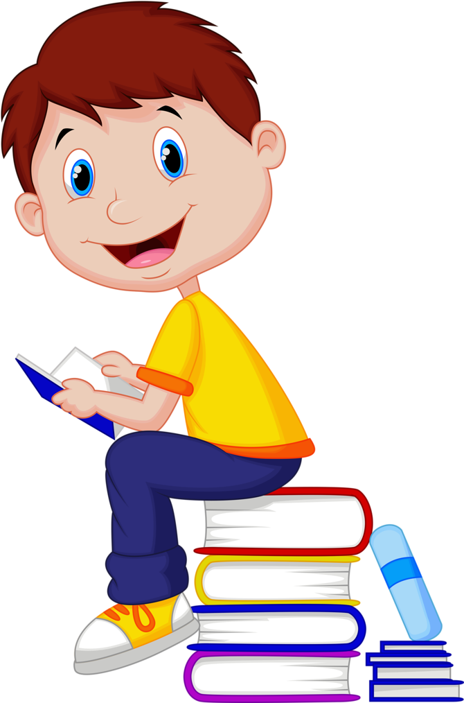 6 Clip Art, School And Sunday School - School Boy Cartoon Reading - Png Download (673x1024), Png Download