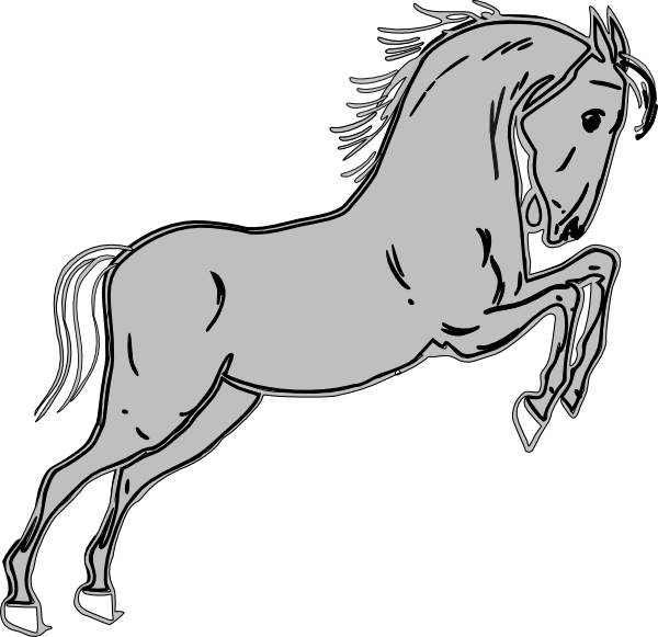 Grey Jumping Horse Clip Art - Horse Clip Art - Png Download (600x581), Png Download