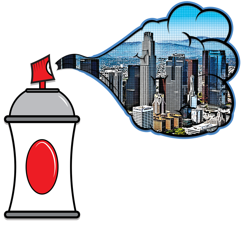 Spraycan City Clipart (860x800), Png Download