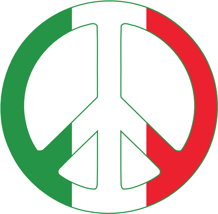 Italy Peace Symbol Flag 3 Peace Flags Peace Symbol - Vespa Italia Flag Logo Clipart (777x777), Png Download