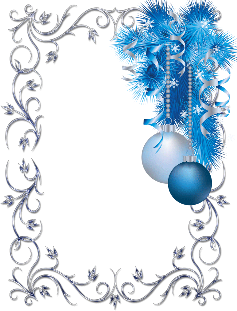 Christmas Frame Png Blue Clipart (796x1024), Png Download