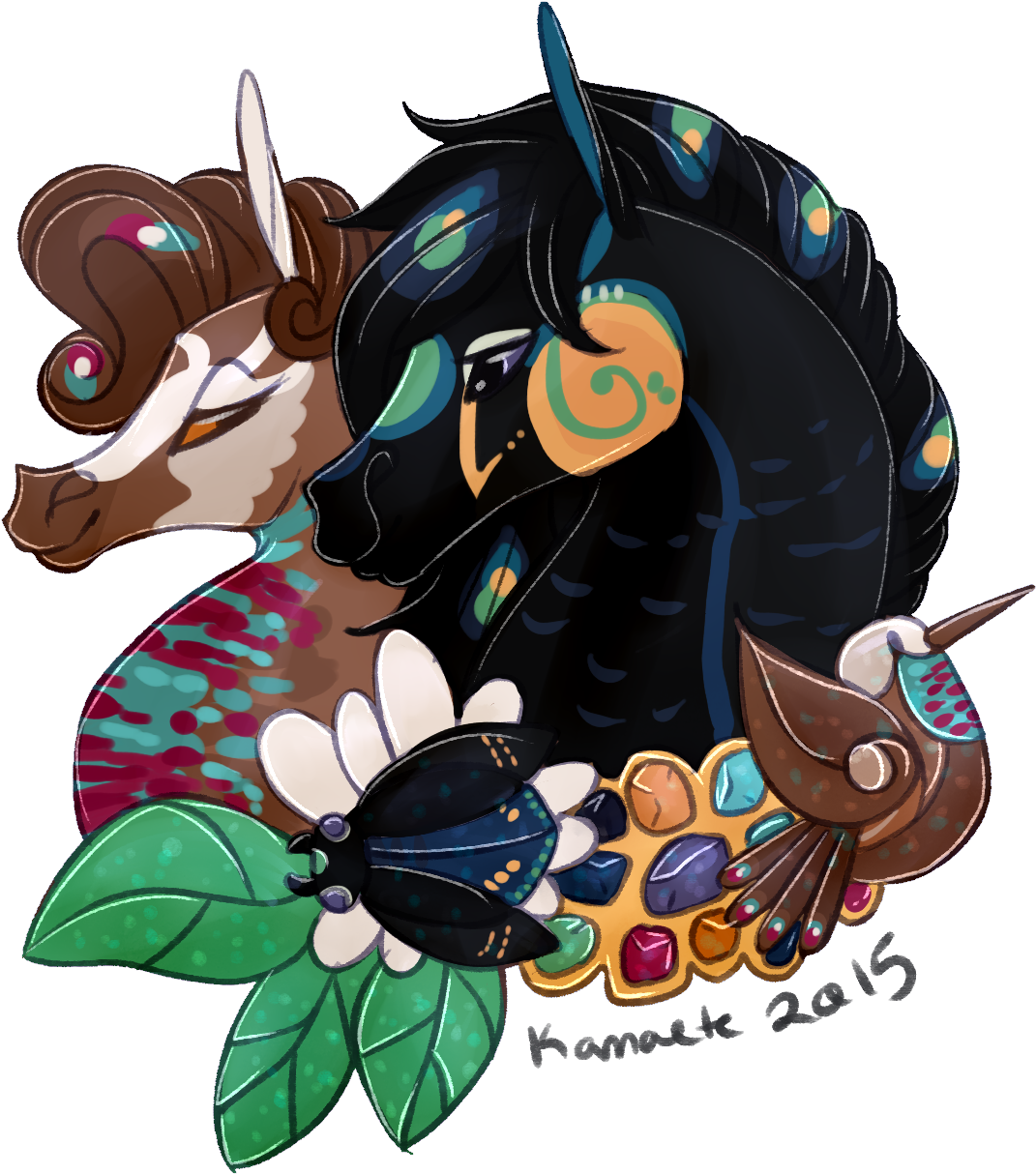 Sweet Scarab Prince And Hummingbird Maiden - Illustration Clipart (1204x1311), Png Download