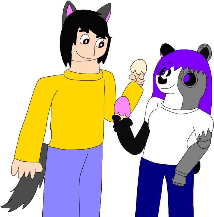 Otp Challenge Day 13 Eating Icecream By Angelthecyborgpanda - Cartoon Clipart (743x753), Png Download