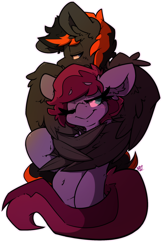 Bbsartboutique, Blafted, Cuddling, Female, Hippogriff, - Cartoon Clipart (755x1024), Png Download