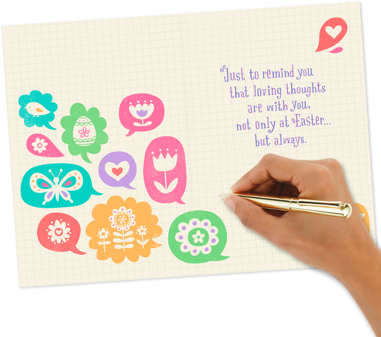 Spring Thought And Word Bubbles Easter Card - Paper Clipart (1470x1470), Png Download