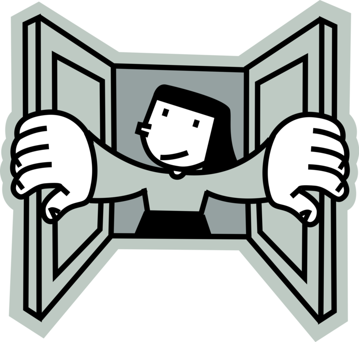 Vector Illustration Of Woman Opens Window Opening In Clipart Full Size Clipart 3614311 Pinclipart