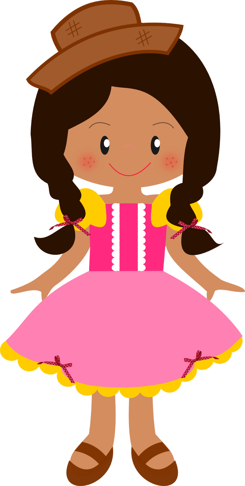 Menina Negra Caipira Montando Minha Festa Png Ⓒ - Boneca Festa Junina Png Clipart (807x1600), Png Download