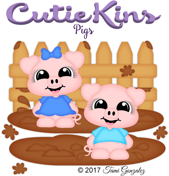 Cutiekins-pigs Clipart (600x600), Png Download