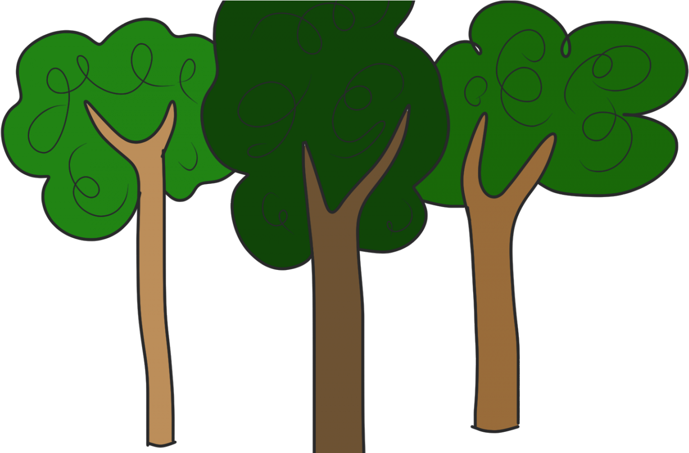Clipart Trees Forest - 3 Trees Clipart - Png Download (1440x900), Png Download