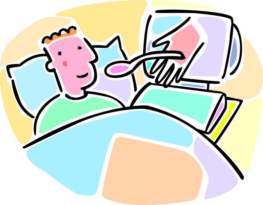 Vector Illustration Of Hospital Patient In Bed Receives Clipart (899x700), Png Download