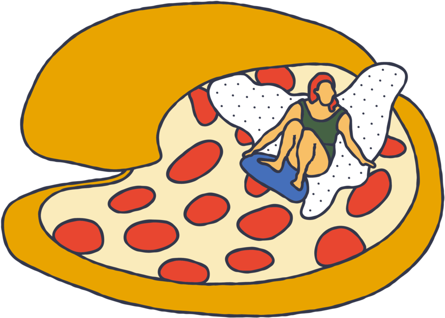 Pizza Surfer T-shirt Clipart (1000x1000), Png Download
