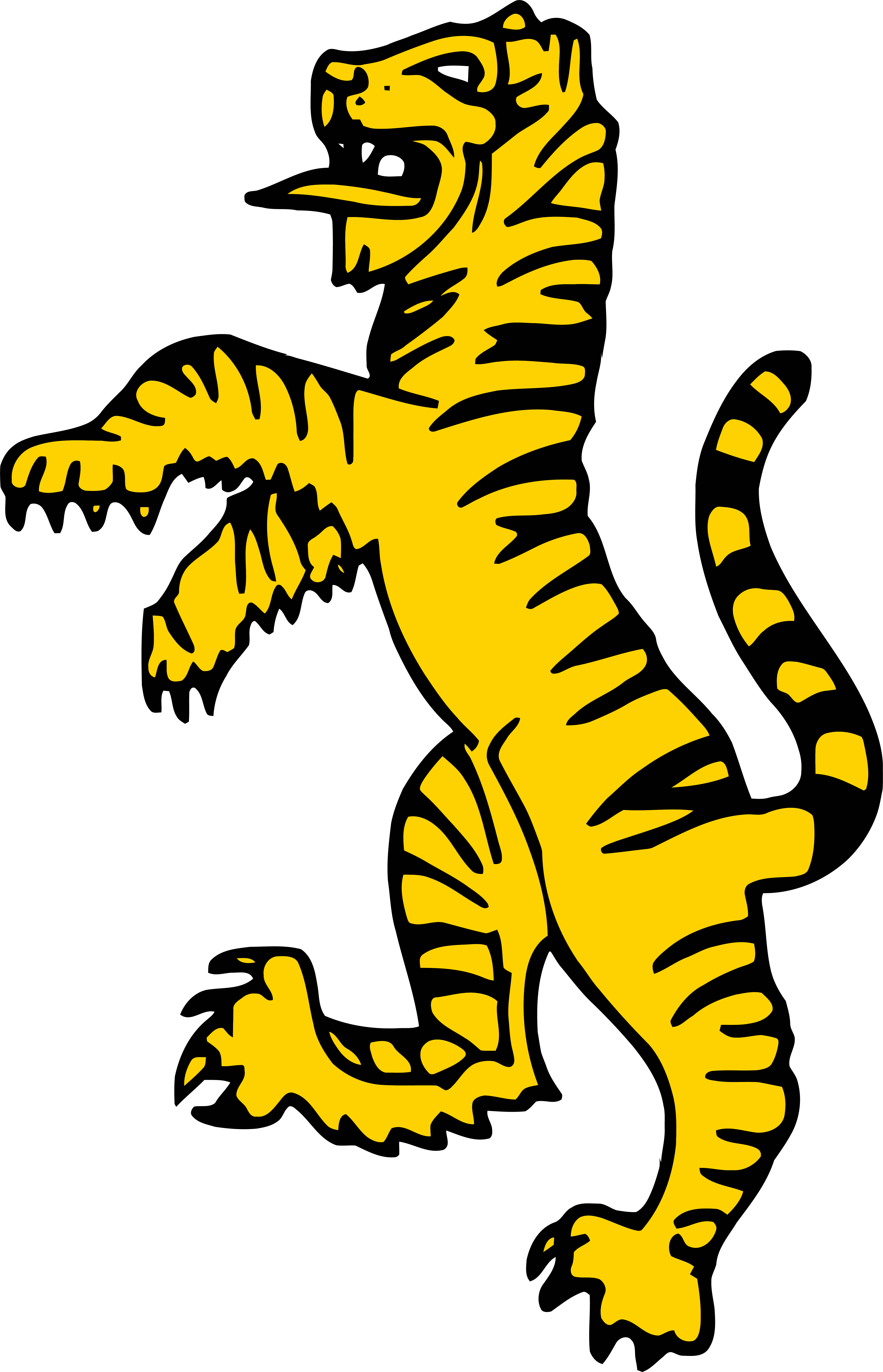 Gold Color Standing Tigger Clipart Png Image Download - Standing Drawing Of Tiger Transparent Png (4562x7086), Png Download