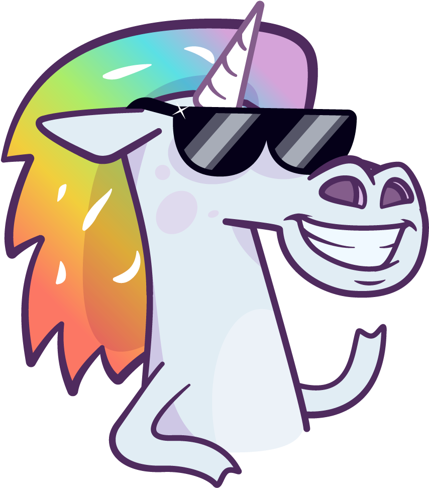 Uniquely Unicorn Rocking Some Sweet Shades Clipart (1024x1024), Png Download