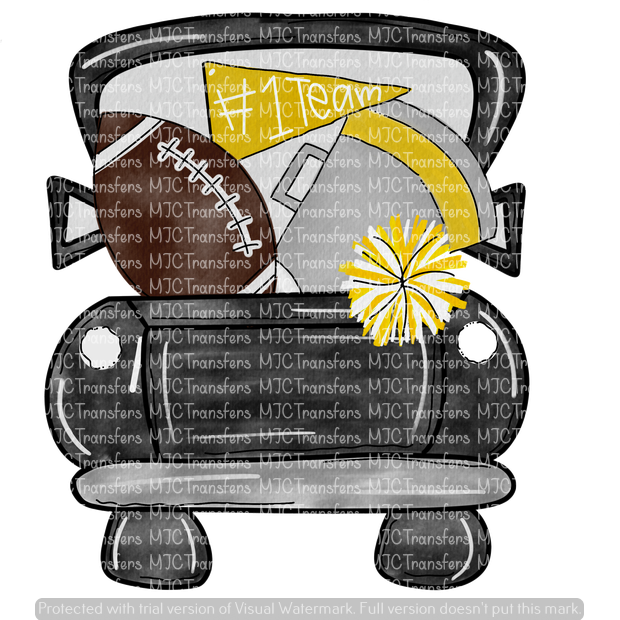 Black Football Truck With Gold Mjctransfers - Illustration Clipart (620x620), Png Download