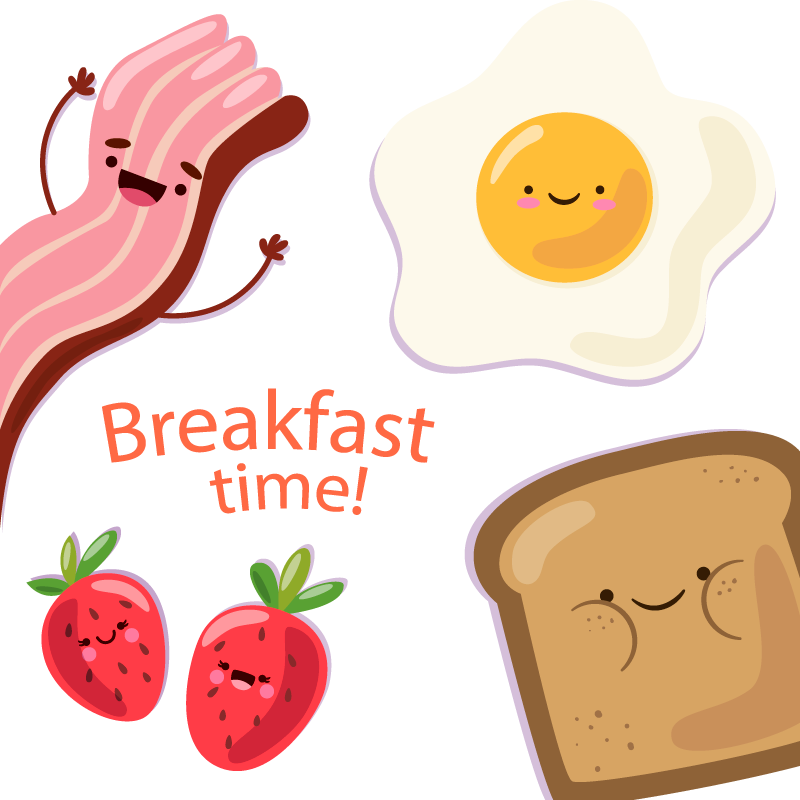 Full Breakfast Bacon, Egg And Cheese Sandwich Pancake - Breakfast Time Breakfast Cartoon Clipart (800x800), Png Download