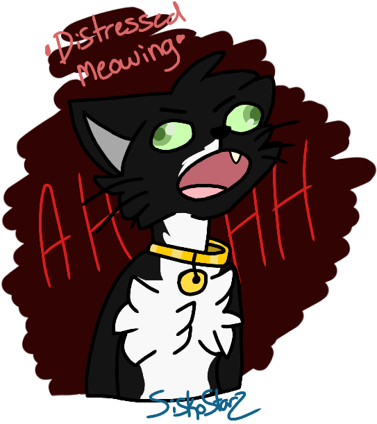 Distressed Meowing - Cartoon Clipart (600x633), Png Download