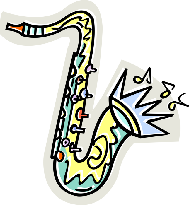 Vector Illustration Of Saxophone Brass Single-reed Clipart (645x700), Png Download