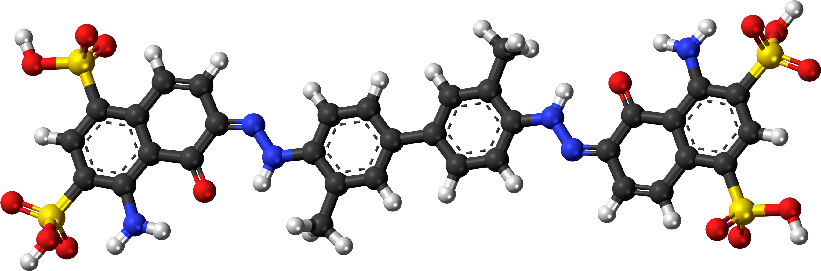 Evans Blue 3d Ball - Cis Azobenzene Dihedral Angle Clipart (2801x1000), Png Download