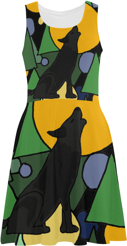 Wolf Howling At Moon Abstract Art Atalanta Sundress - Day Dress Clipart (1000x1000), Png Download